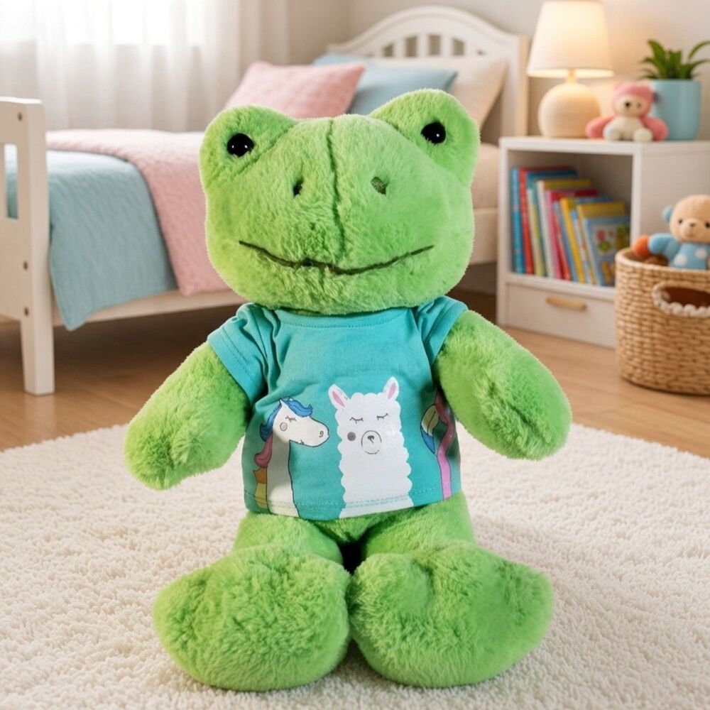 Build A Bear Green Frog Plush 13" 2022 Talking Voice Chip Stuffed Animal BAB
